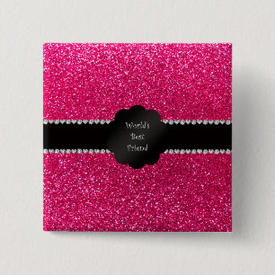 's Werelds beste vriend roze glitter Vierkante Button 5,1 Cm