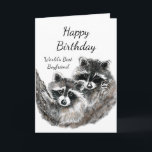 'S Werelds Beste Vriendin Verjaardag Wasbeer Diere Kaart<br><div class="desc">World's Best Boyfriend Birthday Cute Watercolor Raccoon Animals</div>