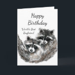 'S Werelds Beste Vriendin Verjaardag Wasbeer Diere Kaart<br><div class="desc">World's Best Boyfriend Birthday Cute Watercolor Raccoon Animals</div>