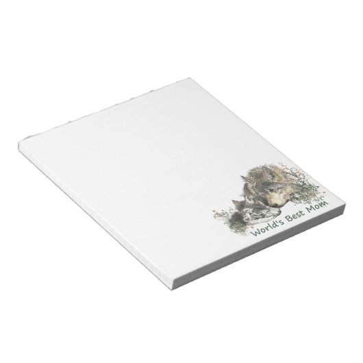 's Werelds beste Waterverf van mama Wolf en Cubs Notitieblok (Schuin)