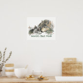 's Werelds beste Waterverf van mama Wolf en Pups Poster (Keuken)