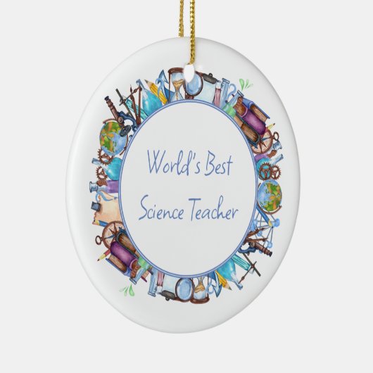 's Werelds Beste Wetenschapsdocent Custom Text Keramisch Ornament (Rechts)