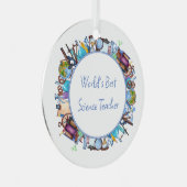's Werelds Beste Wetenschapsdocent Custom Text Metalen Ornament (Voorkant Rechts)