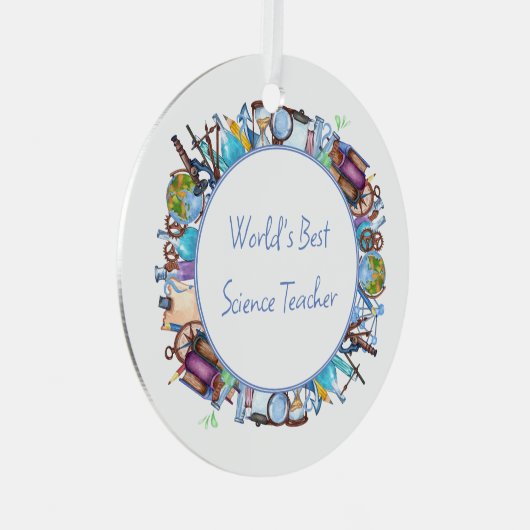's Werelds Beste Wetenschapsdocent Custom Text Metalen Ornament (Voorkant Rechts)