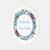 's Werelds Beste Wetenschapsdocent Custom Text Metalen Ornament (Voorkant links)