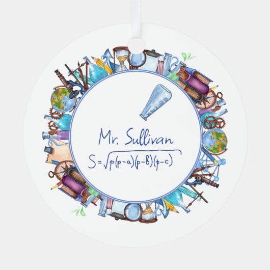 's Werelds Beste Wetenschapsdocent Custom Text Metalen Ornament (Achterkant)