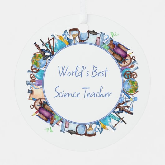 's Werelds Beste Wetenschapsdocent Custom Text Metalen Ornament (Voorkant)