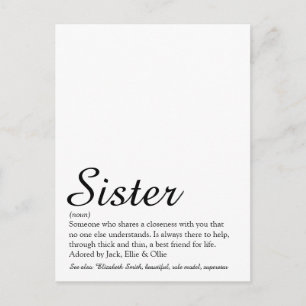 's Werelds beste zuster-definitie elegant script Briefkaart