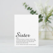 's Werelds beste zuster-definitie elegant script Briefkaart (Staand voorkant)