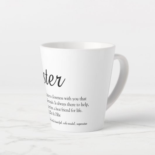 's Werelds beste zuster-definitie elegant script Latte Mok (Rechterhoek)