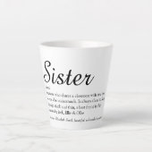 's Werelds beste zuster-definitie elegant script Latte Mok (Voorkant)