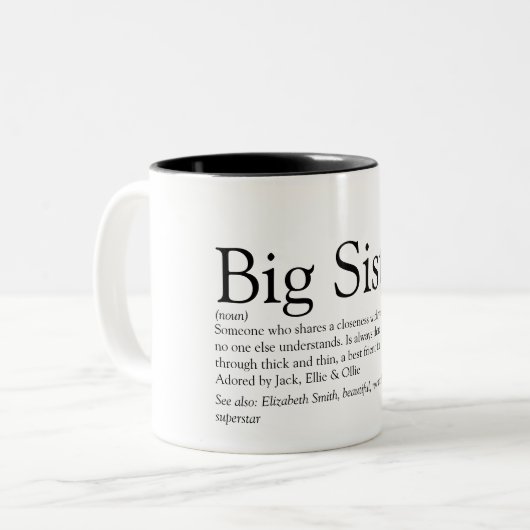 's Werelds beste zuster Definition Black en White  Tweekleurige Koffiemok (Voorkant links)