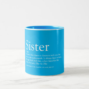 's Werelds beste zuster Definition Fun Sky Blue Tweekleurige Koffiemok