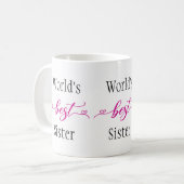 's Werelds beste zuster roze harten Koffiemok (Voorkant links)