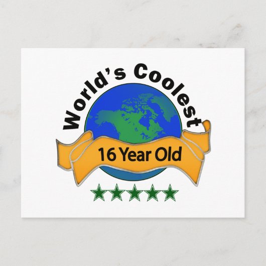 's Werelds coolste 16 jaar oud Briefkaart (Voorkant)