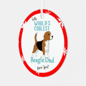 'S Werelds coolste Beagle Dad Dog Drawing Round Metalen Ornament (Voorkant links)