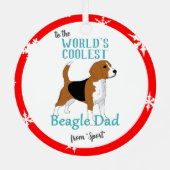 'S Werelds coolste Beagle Dad Dog Drawing Round Metalen Ornament (Achterkant)