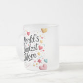 'S Werelds coolste moeder - Schattigee kleurrijke  Matglas Koffiemok (Voorkant links)