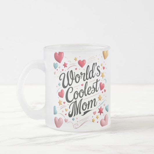 'S Werelds coolste moeder - Schattigee kleurrijke  Matglas Koffiemok (Links)