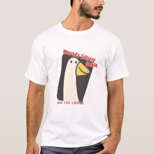 's Werelds domste gans op de loslopende T-shirt