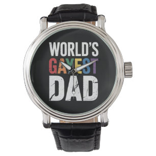 'S Werelds Gayest Dad LGBTQ Gay Pride Ally Rainbow Horloge