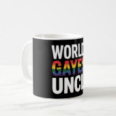 'S Werelds Gayest Uncle LGBTQ Gay Pride Ally Rainb Koffiemok (Voorkant links)