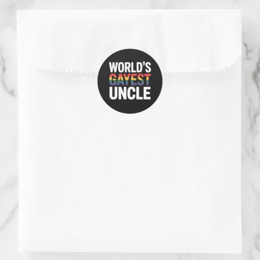 'S Werelds Gayest Uncle LGBTQ Gay Pride Ally Rainb Ronde Sticker (Tas)