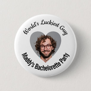 's Werelds gelukkigste Guy Bachelorette Party Pin Ronde Button 5,7 Cm