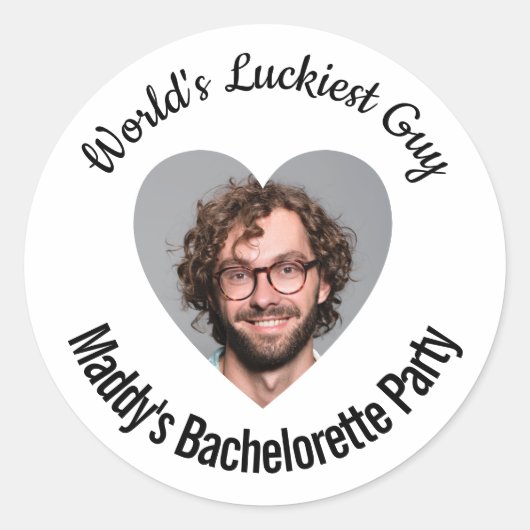 's Werelds gelukkigste Guy Bachelorette Party Ronde Sticker (Voorkant)