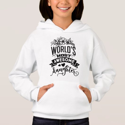 'S Werelds Geweldige dochter witte meisjes hoodie (Voorkant)