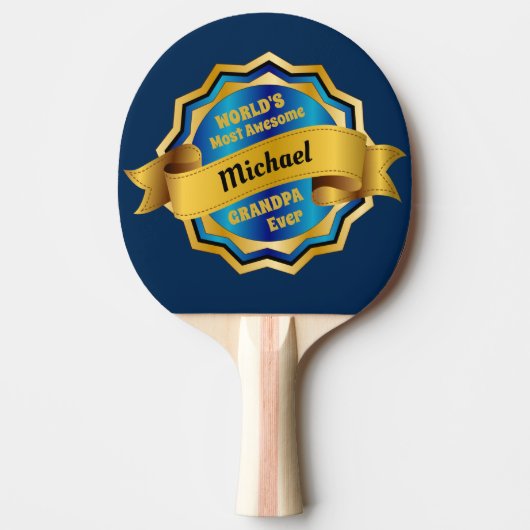 's Werelds Geweldige opa Gold Blue Award Tafeltennisbatje (Voorkant)