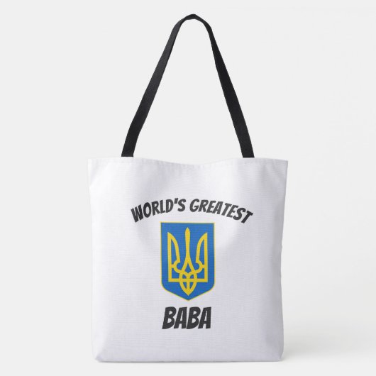's Werelds grootste Baba Oekraïense Tryzub-Canvas Tote Bag (Achterkant)