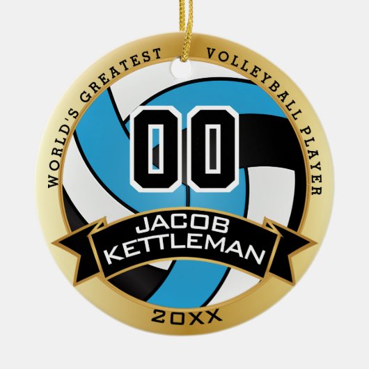 's Werelds grootste babyblauw van volleybalspeler Keramisch Ornament (Voorkant)