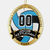's Werelds grootste babyblauw van volleybalspeler Keramisch Ornament (Links)