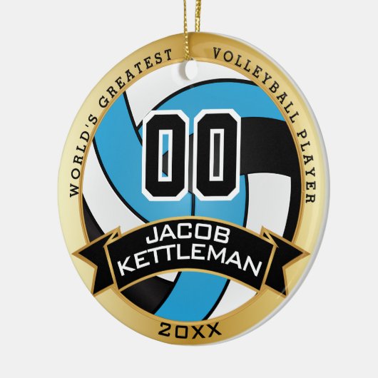 's Werelds grootste babyblauw van volleybalspeler Keramisch Ornament (Links)