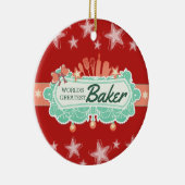 'S Werelds grootste bakker culinaire kerstversieri Keramisch Ornament (Rechts)