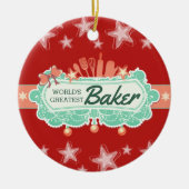 'S Werelds grootste bakker culinaire kerstversieri Keramisch Ornament (Voorkant)