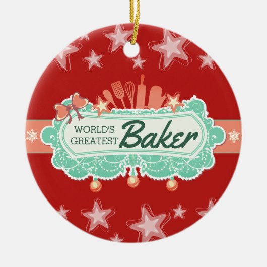 'S Werelds grootste bakker culinaire kerstversieri Keramisch Ornament (Voorkant)