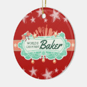 'S Werelds grootste bakker culinaire kerstversieri Keramisch Ornament (Links)