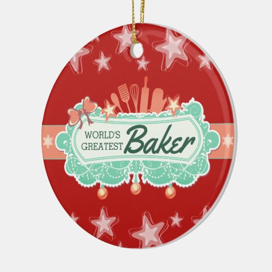 'S Werelds grootste bakker culinaire kerstversieri Keramisch Ornament (Links)
