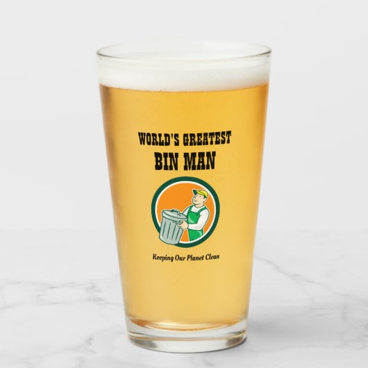 's Werelds grootste BIN MAN houdt onze planeet sch Glas (Voorkant gevuld)