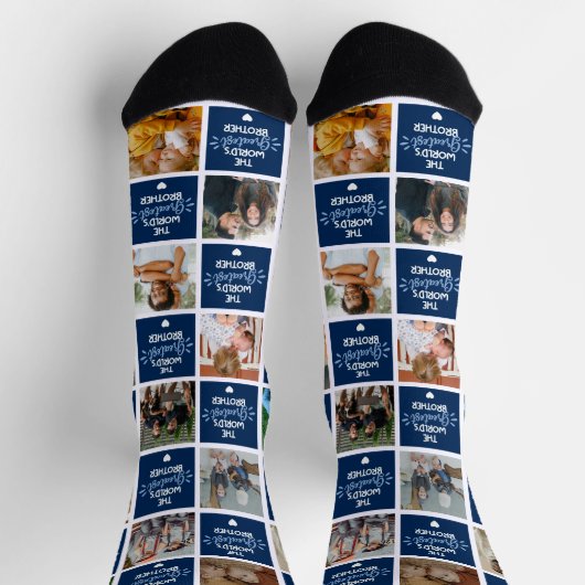 's Werelds grootste broederblauwe fotocollage Sokken (Top)