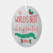 's Werelds grootste chiropractor Holly & Spine Metalen Ornament (Voorkant links)