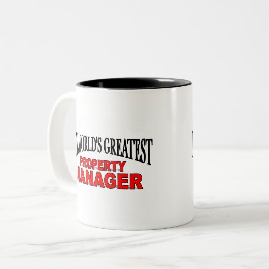 's Werelds grootste eigendomsbeheer Tweekleurige Koffiemok (Voorkant links)