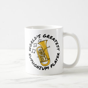 's Werelds grootste euphonium-speler, kopermuzikan Koffiemok