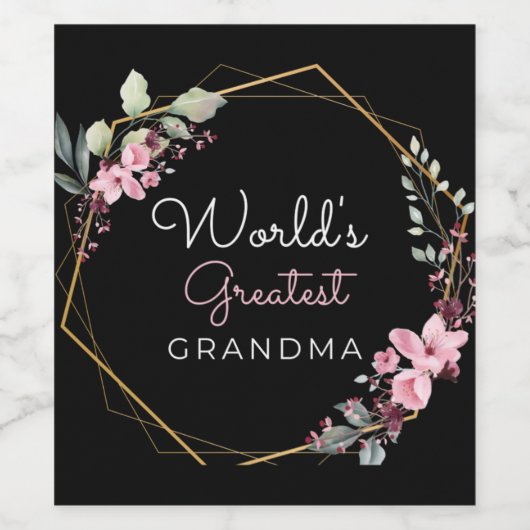 's Werelds grootste flessenetiket met oma-wijn Wijn Etiket (Enkel label)