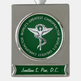 's Werelds grootste gepersonaliseerde chiropractor Verzilverd Banner Ornament