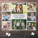 's Werelds grootste grootouders Foto collage Legpuzzel<br><div class="desc">Geef 's werelds grootste grootouders een leuke, op maat gemaakte foto-collage-puzzel die ze jarenlang zullen koesteren en genieten. Je kunt je personaliseren met acht familiefoto's van kleinkinderen, kinderen, andere familieleden, huisdieren, enz., je kunt aanpassen of je ze "Oma & Oma" noemt, "Mommom & Poppop", "Abuela & Abuelo", enz., en namen...</div>
