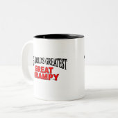 's Werelds grootste grote grijnsteen Tweekleurige Koffiemok (Voorkant links)