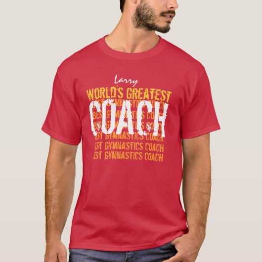 's Werelds grootste GYMNASTICS-coach RED V06 T-shirt (Voorkant)